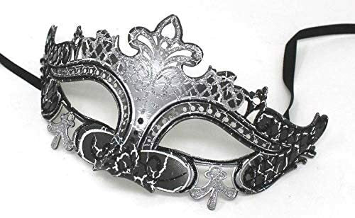 LADIES SILVER & BLACK RIALTO VENETIAN CARNIVAL MASQUERADE PARTY EYE BALL MASK