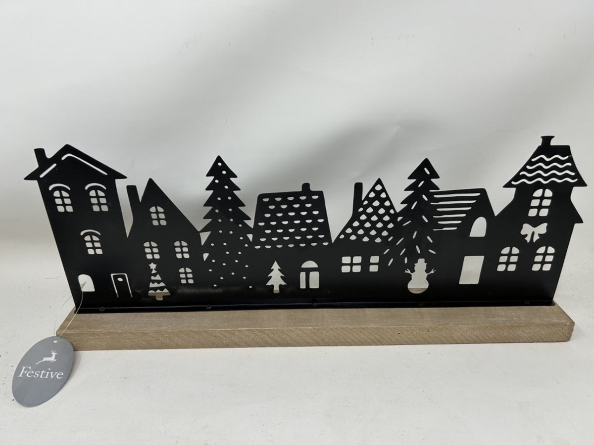 Lge Christmas Festive Black Metal Christmas Table Top Silhouette Decoration 44cm