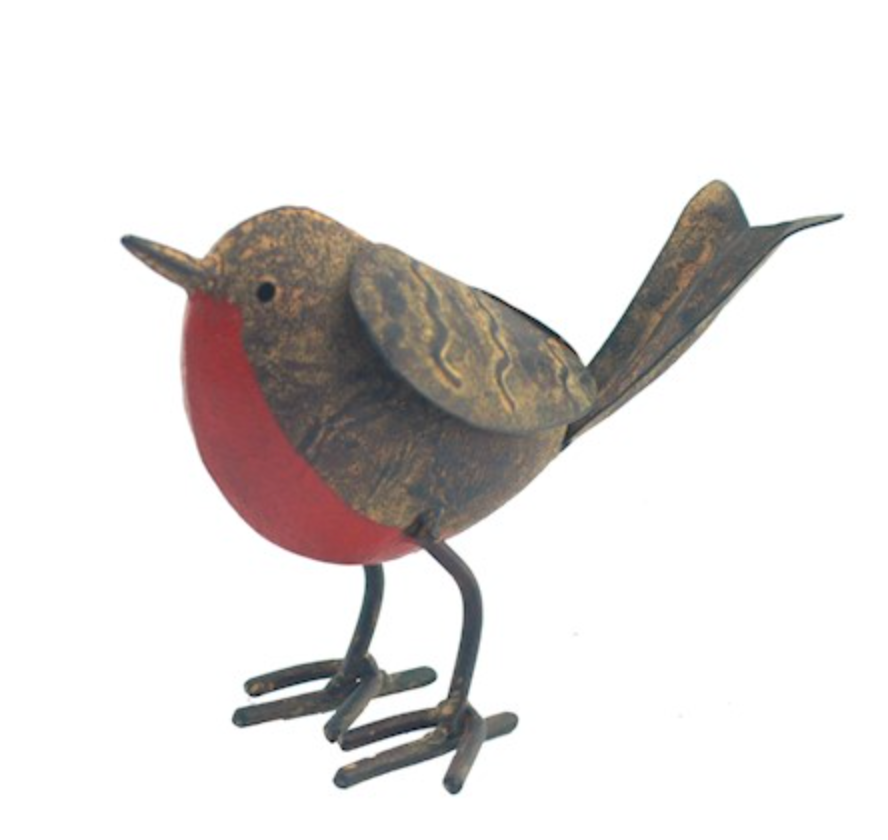 Rusty Metal British Bird Robin Approx 17cm Long Garden Decoration Ornament