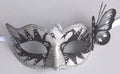 BLACK WHITE SILVER VENETIAN MASQUERADE CARNIVAL BALL SWAN MASK WITH A BUTTERFLY