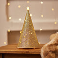 LED Light Up Gold Christmas Cone Shaped Tree 21cm Tall Lantern Lamp Decoration
