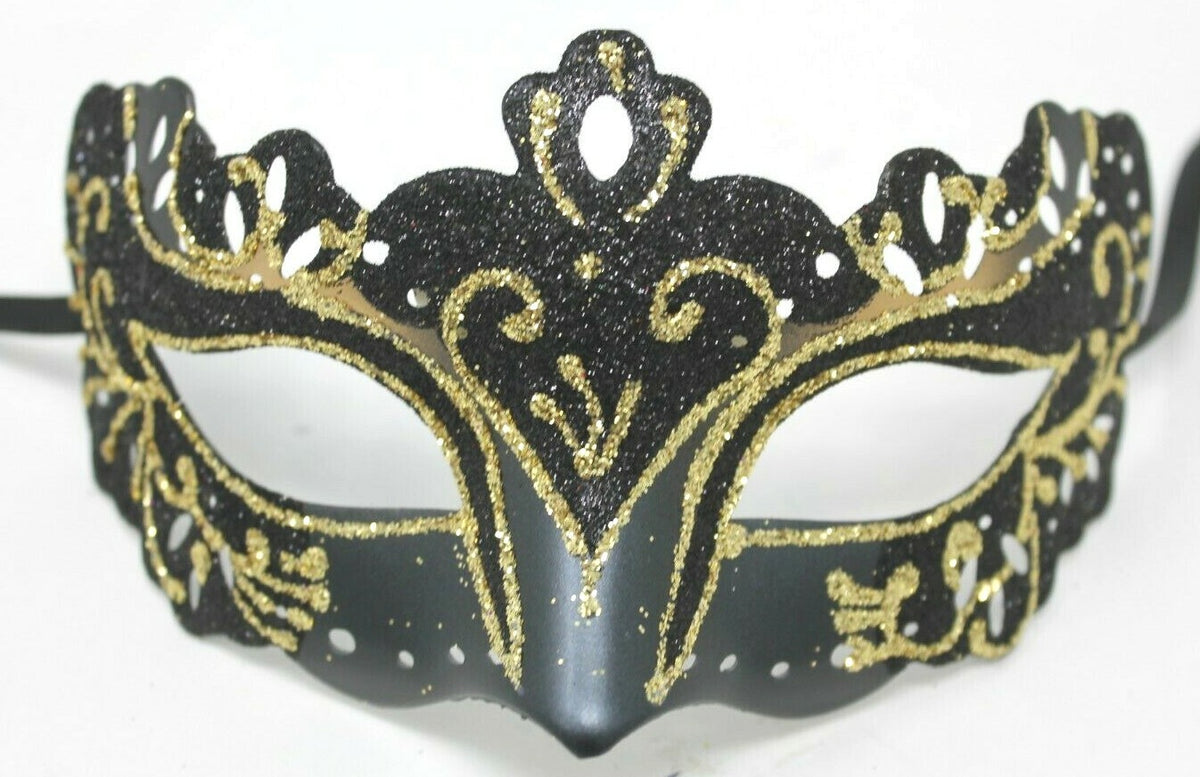 GOLD & BLACK RIALTO VENETIAN MASQUERADE PARTY CARNIVAL EYE PROM BALL  FACE MASK