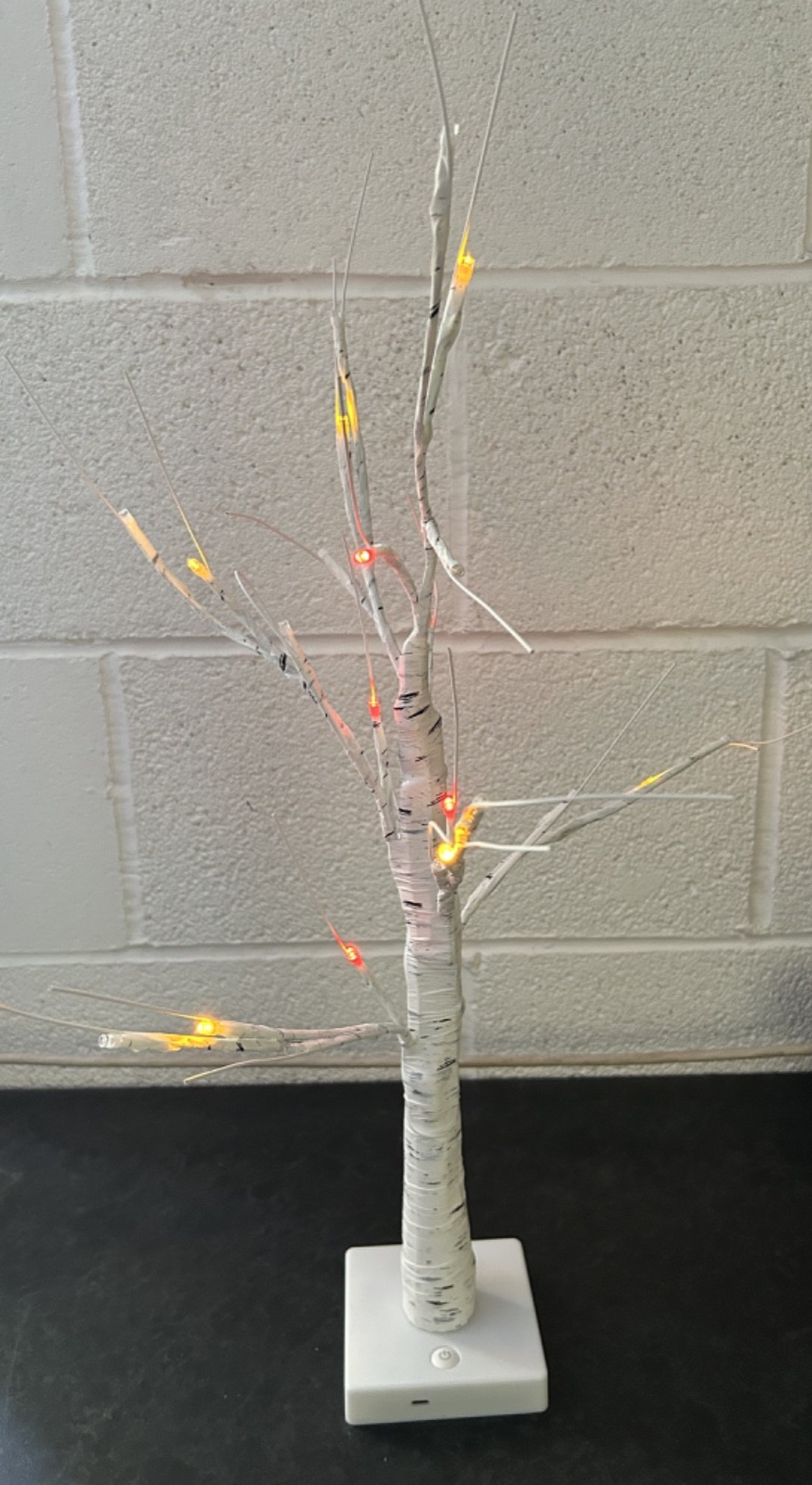60cm Tall Artificial Multi-coloured LEDs Christmas Birch Tree 9 light Sequences