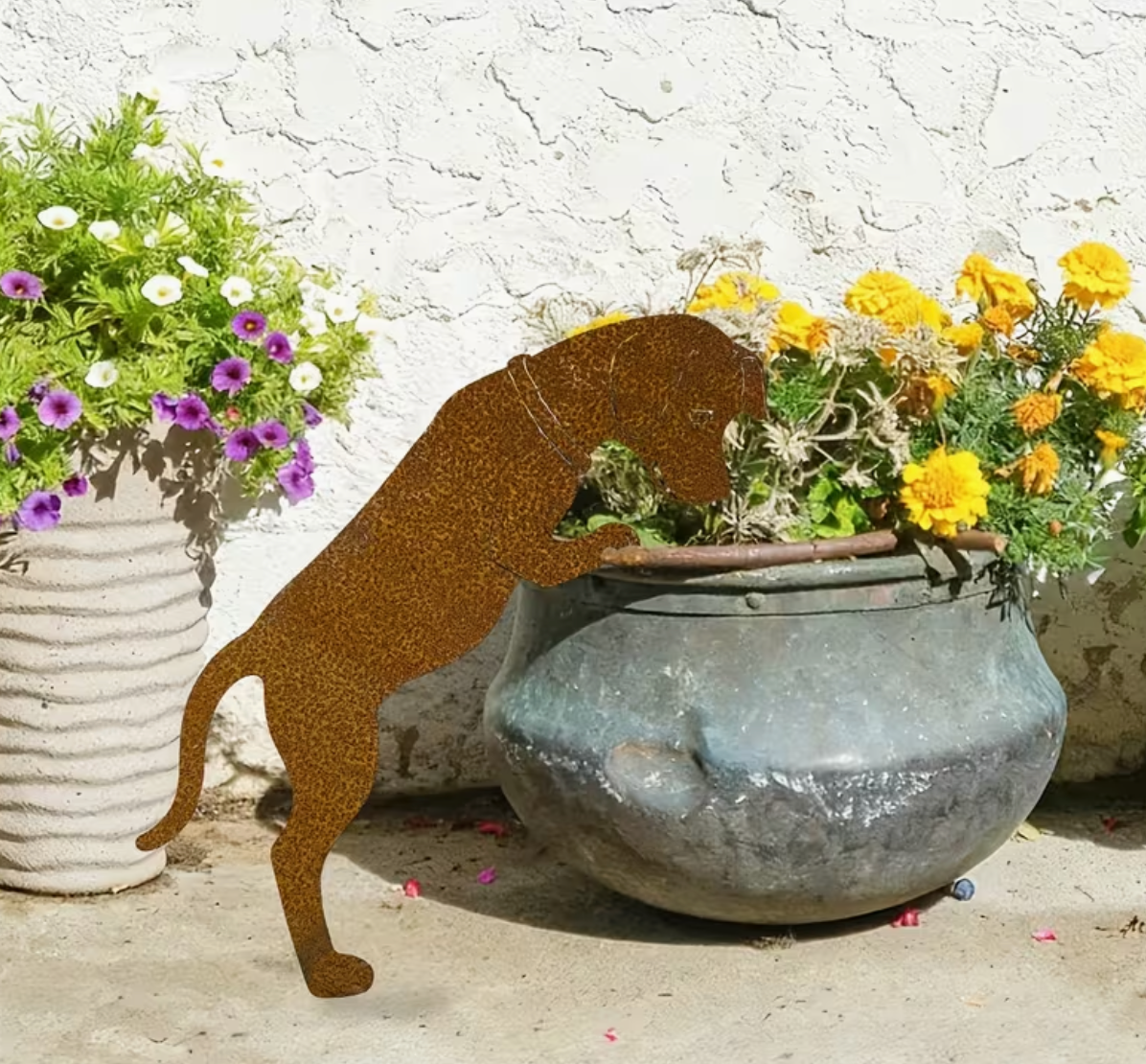 Core-Ten Rusty Dog Puppy Garden Ornament Silhouette Approx 31.2cm 12" Long