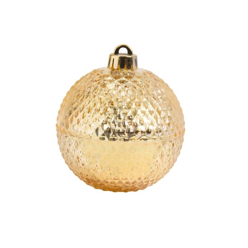 Christmas Bauble Design Vanilla Bourbon Candle  13cm Tall 15 Hour Burn Time