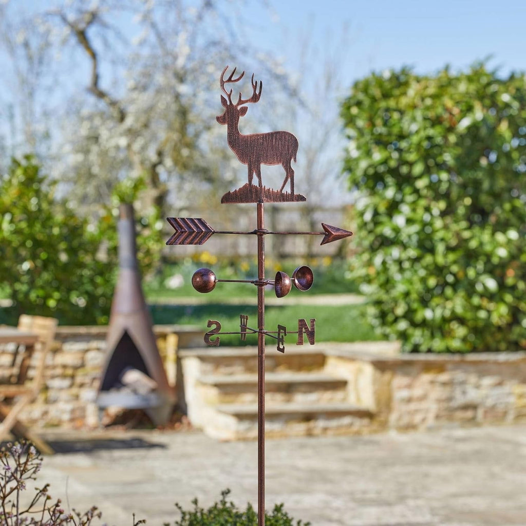 Rustic Brushed Copper Metal Stag Deer Wind Mobile Vane 170cm Tall x 38cm Wide
