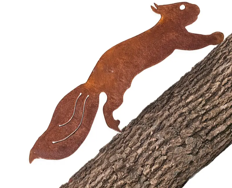 Core-Ten Rusty Squirrel Garden Ornament Figurine Approx 30cm Long 10cm High
