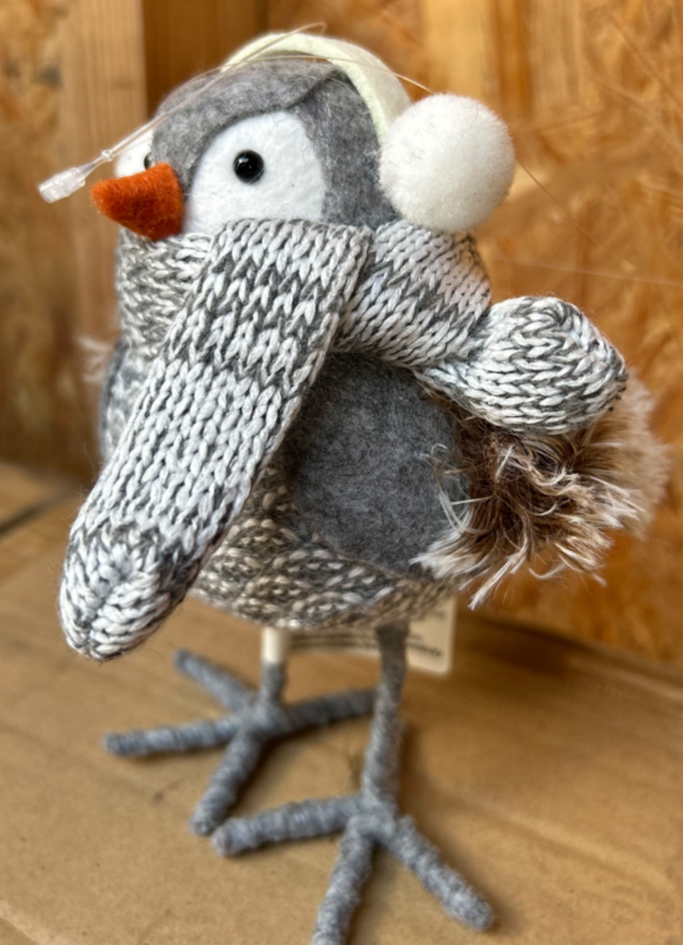 Choice of 2 Colours Robin with Ear Muffs 18cm Tall Festive Christmas Decoration