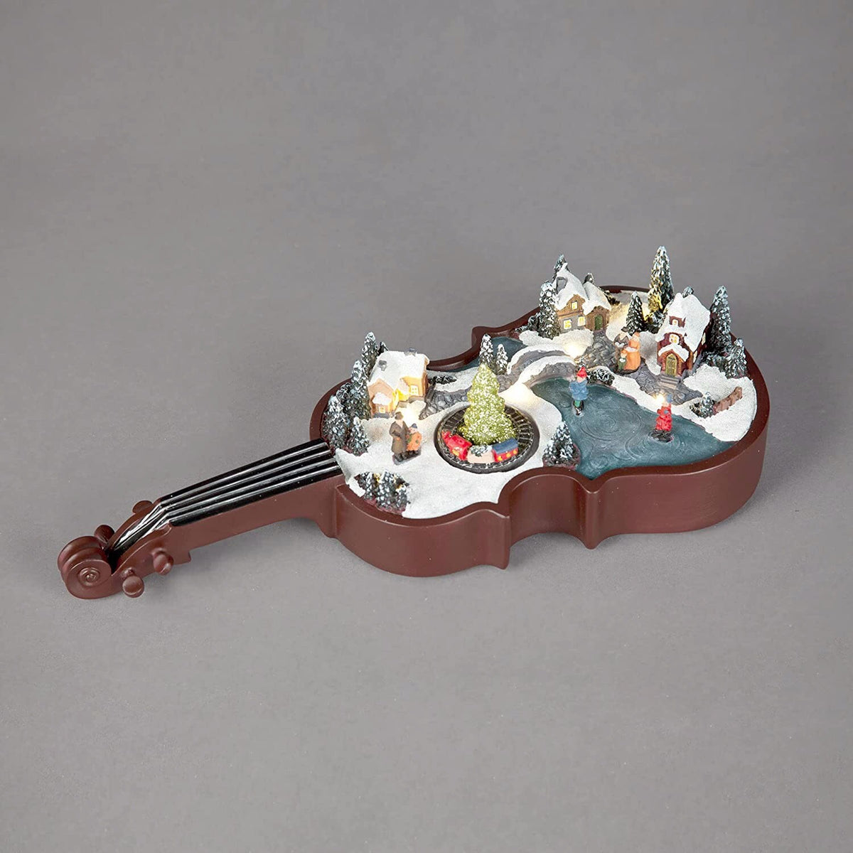 LED Carousel Revolving Christmas Tree Snow Festive Winter Scene Full Size Violin