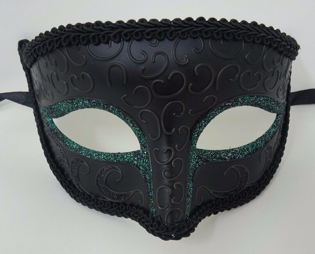 BLACK & GREEN QUALITY MENS OR LADIES VENETIAN MASQUERADE PARTY BALL EYE MASK