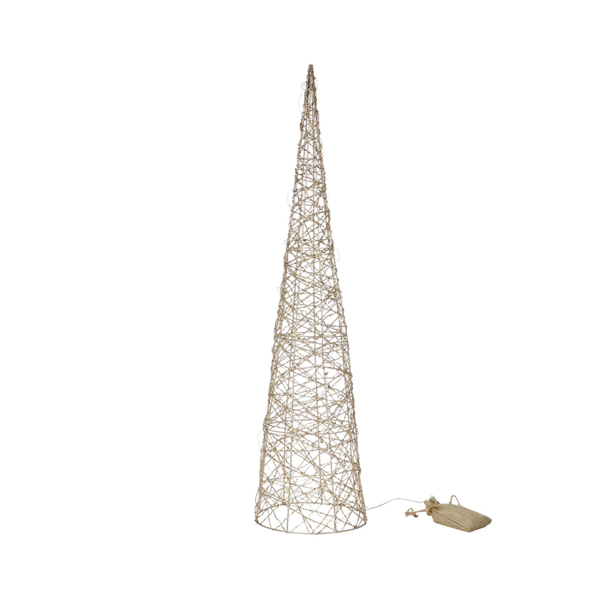 Festive Set of 3 Gold Weave Light Up Treebelisks Christmas Cone Trees on Timer
