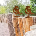 2 x Rusty Metal British Birds Robins Silhouettes 11cm Tall Garden Decoration
