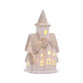 LED Light Up Christmas Festive White Porcelain Glitter House Decoration 12cm