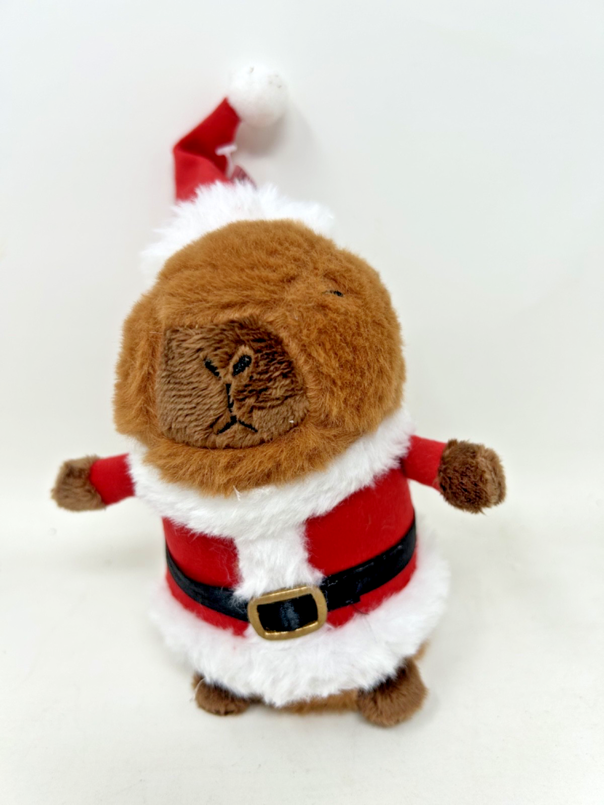 Hanging Super Soft Christmas Decoration Plush Santa Capybara  20cm Tall with Hat