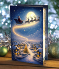 Glass Flashing / Static LEDs Santa Sleigh Christmas Decoration 21cm Double Sided