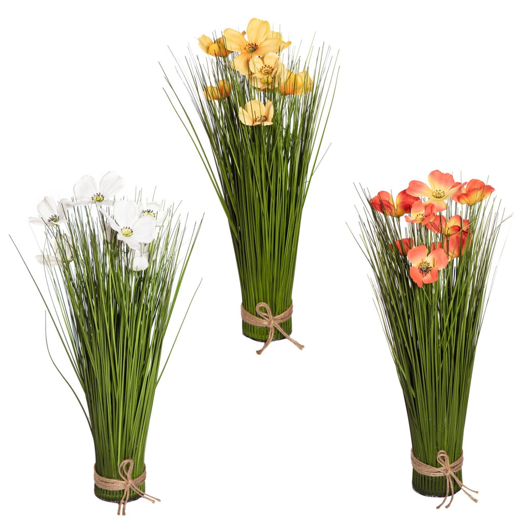 Choice 3 Colours Artificial Faux Flowers 48cm Tal Bunch Bundle Grass Hessian Tie