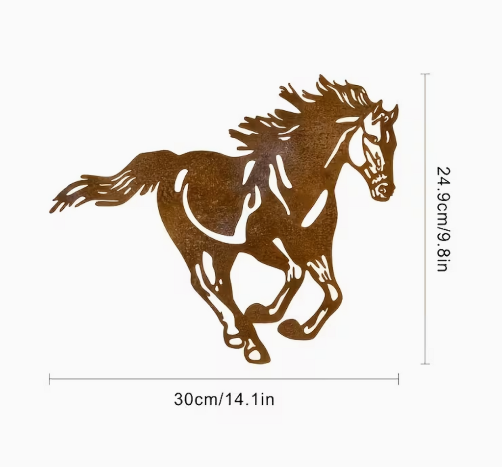 Core-Ten Rusty Metal Horse Pony Garden Ornament Wall Plaque Approx 30cm x 25cm