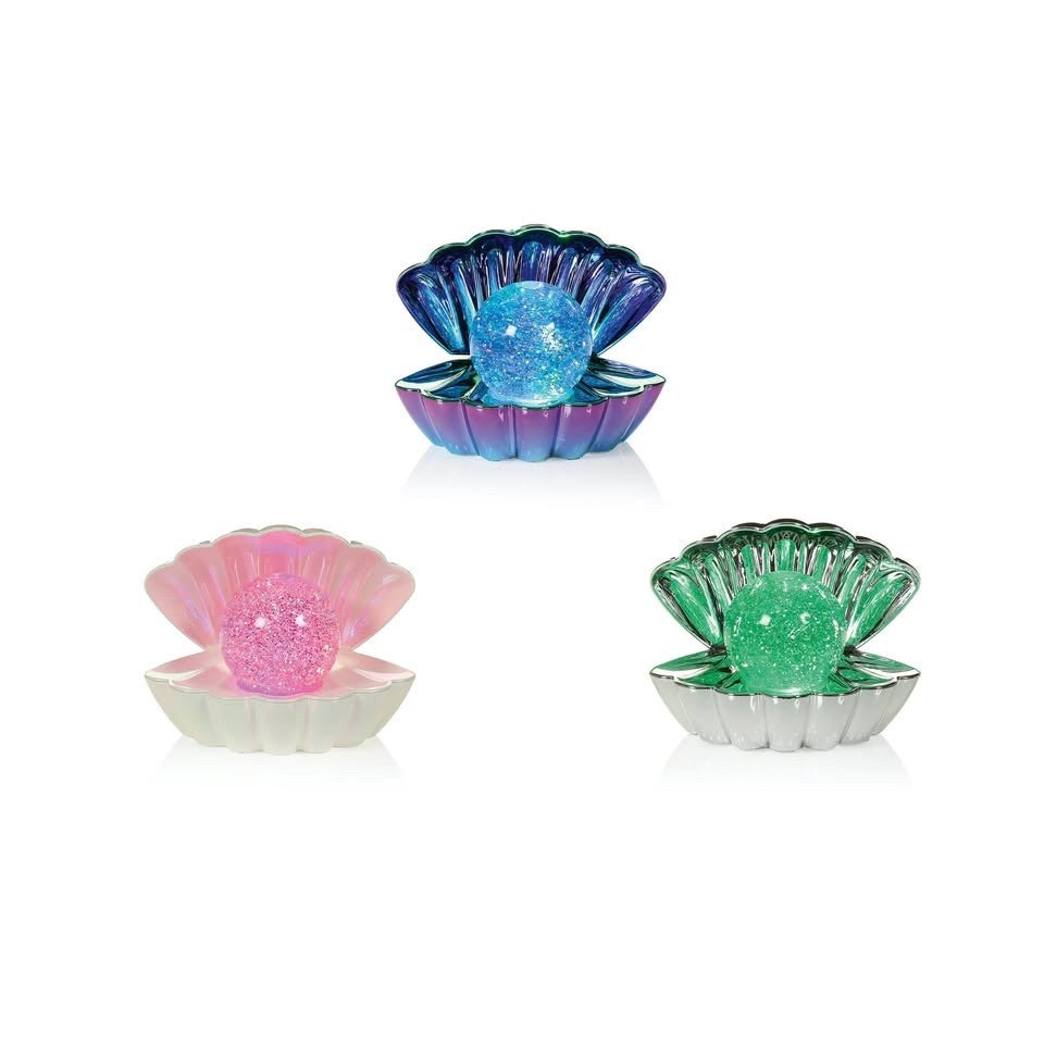 Choice of 3 Colour Changing Christmas Clam Shape LED Glitter Water Spinner 18cm
