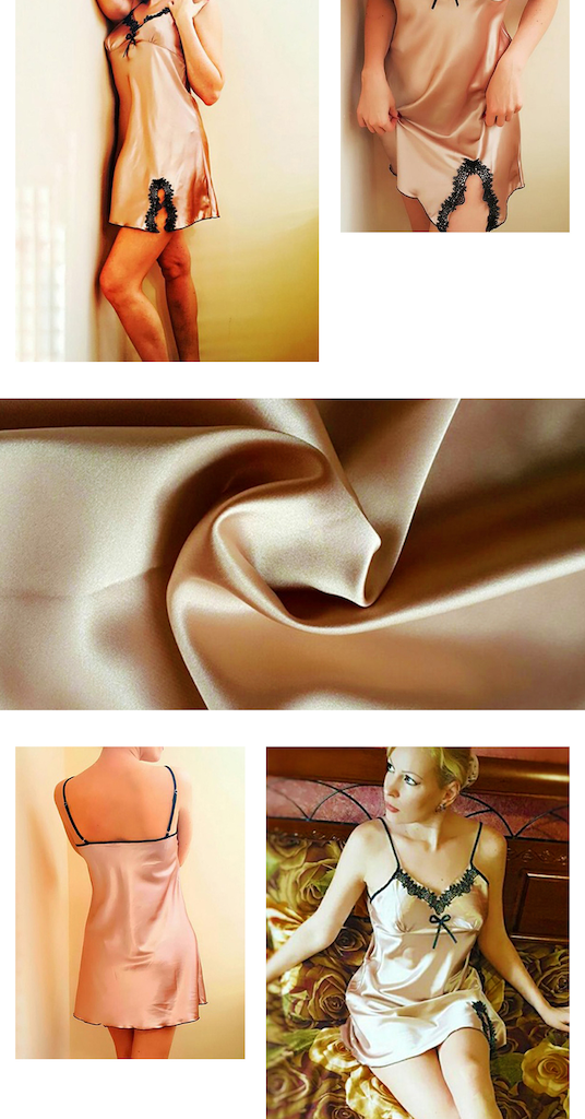 Womens Red Purple White or Gold Satin Soft & Lace Nightdress Gown Slip Size 8-10