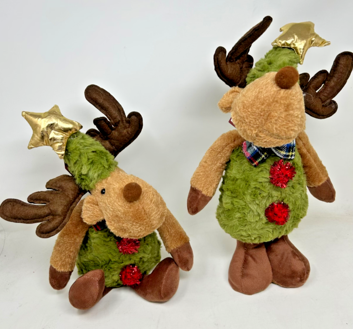 Choice 2 Designs Standing or Sitting Reindeer with a Gold Star Plush Supersoft