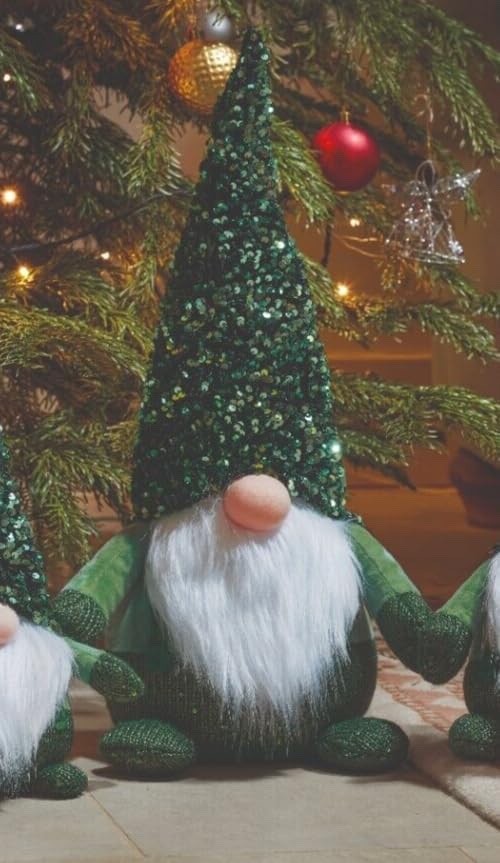 Christmas Emerald Green GlamJonk Gonk Nordic Gnome with Sparkling Hat 30cm Tall