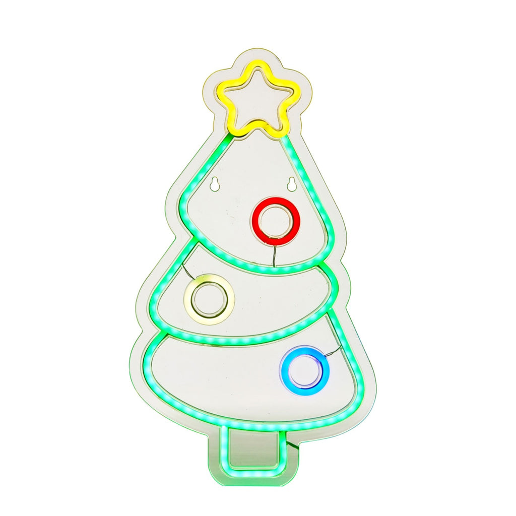 40cm Tall Neonesque Neon Christmas Bauble Tree Sign LED Xmas Light Decoration