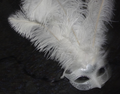 WHITE SILVER VENETIAN MASQUERADE PARTY CARNIVAL BALL EYE DIAMONTES FEATHER MASK