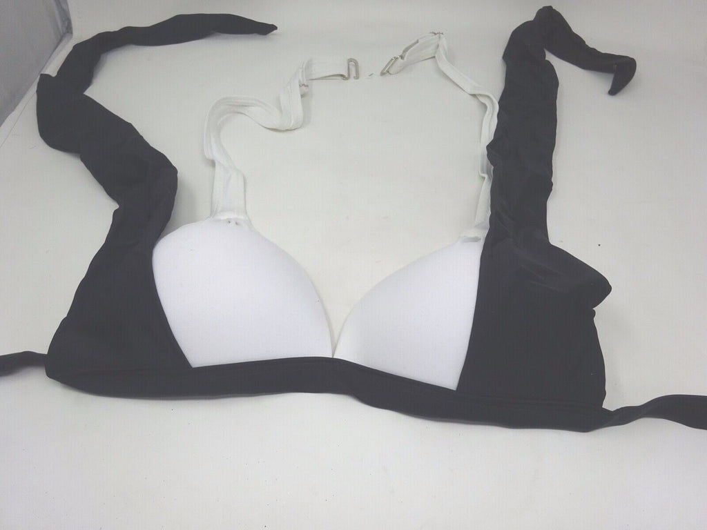 Lovely Quality Padded Bra Stylish Adjustable Bikini Black & White Size 10-12