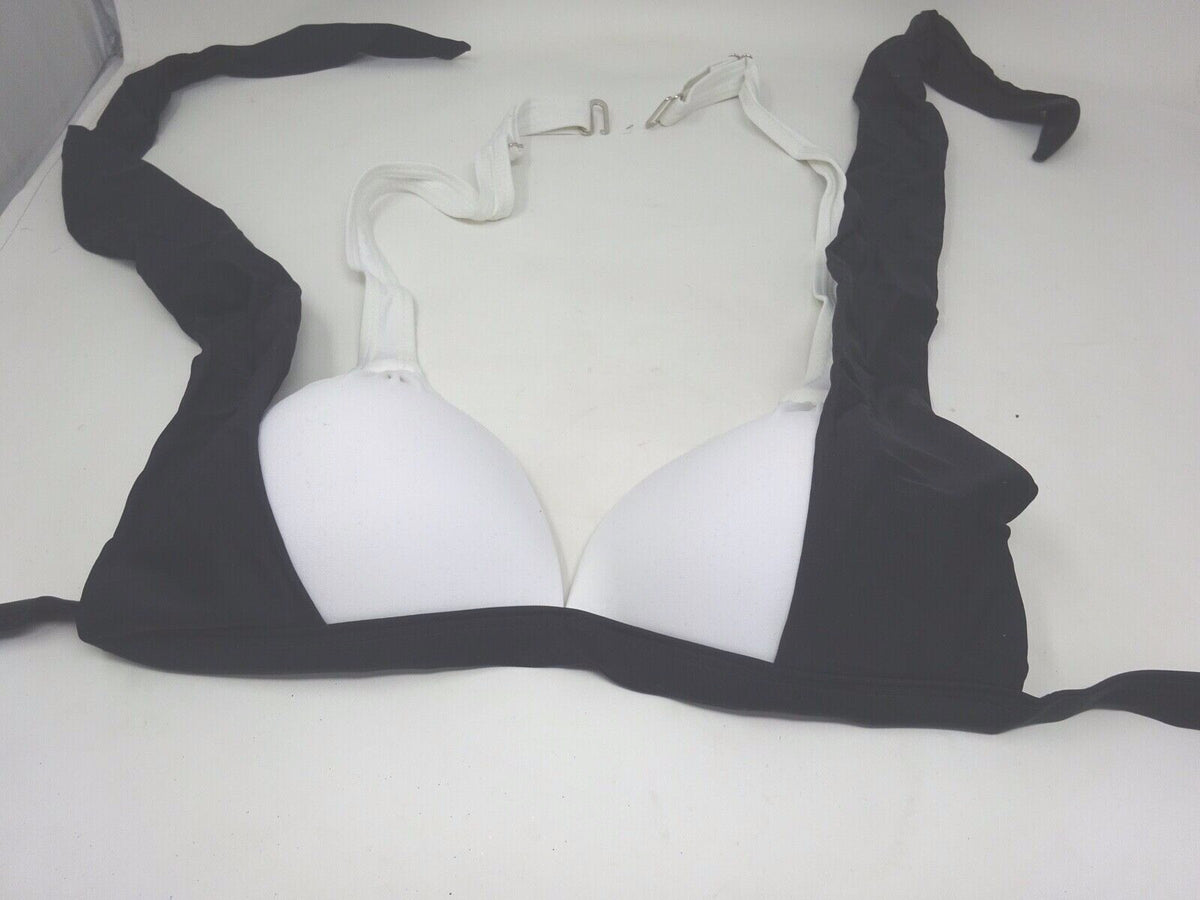 Lovely Quality Padded Bra Stylish Adjustable Bikini Black & White Size 10-12