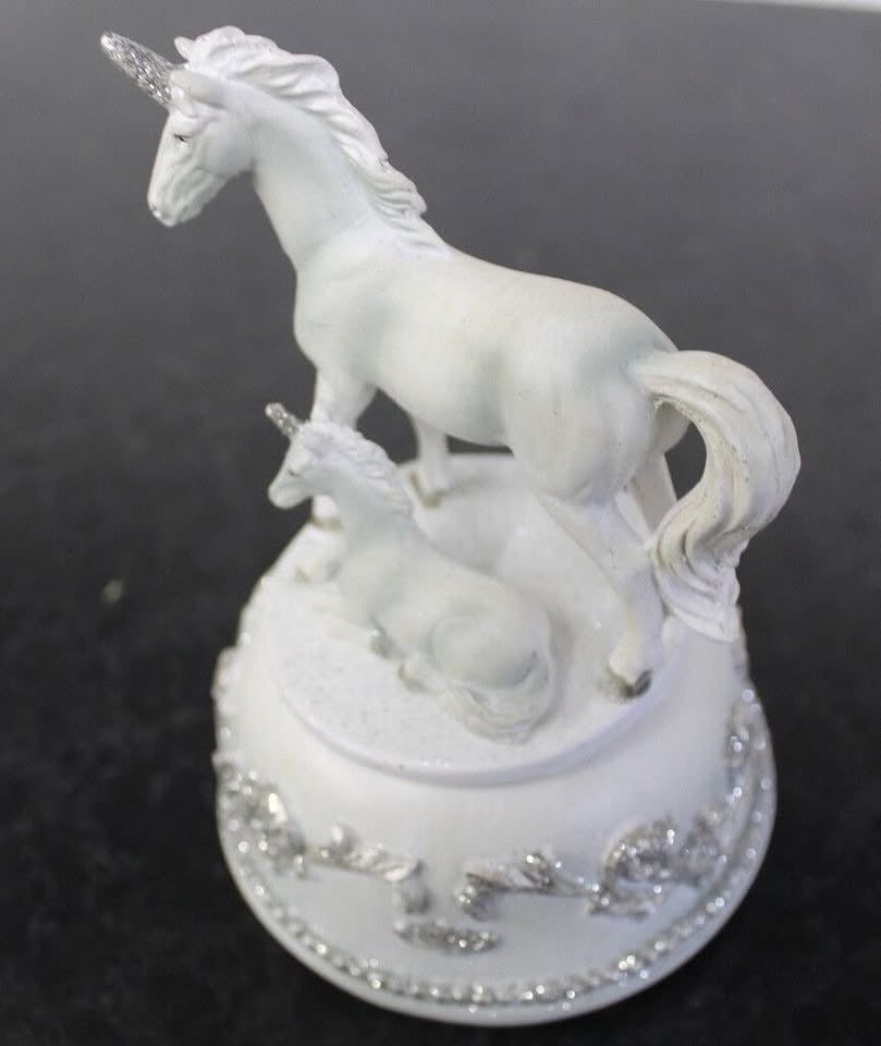 Musical Christmas Unicorn Carousel Merry Go Round Wind Up Jingle Bells 15cm