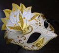 STUNNING GOLD & WHITE VENETIAN MASQUERADE PROM CARNIVAL BALL EYE PARTY MASK