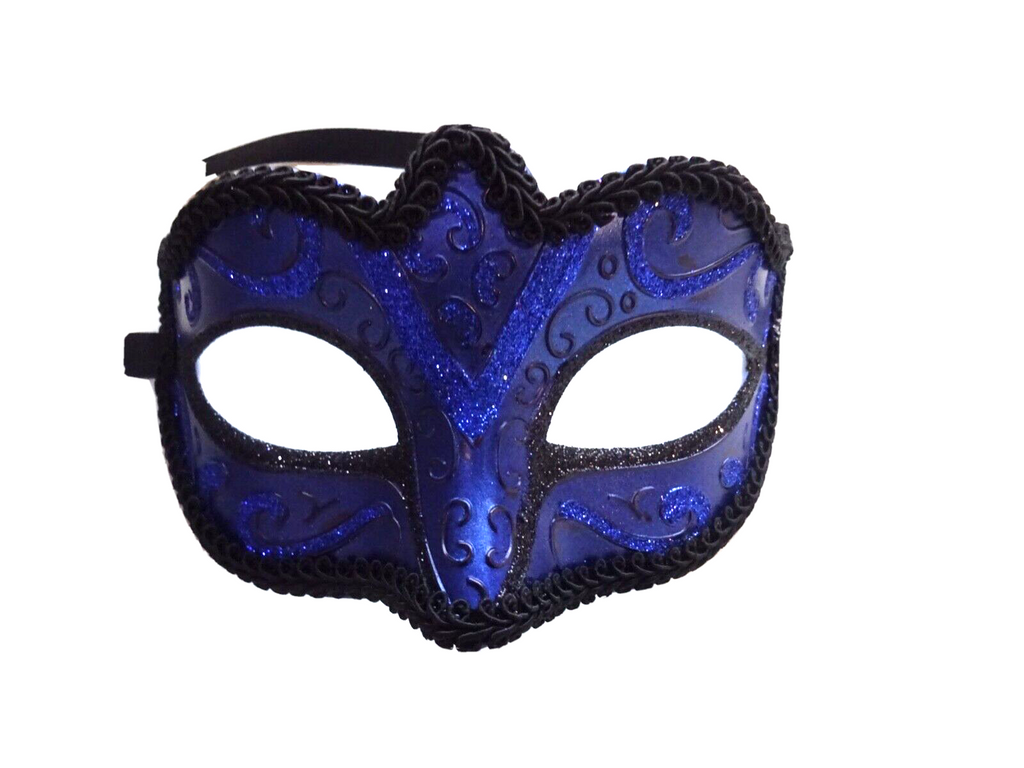 UNISEX SPARKLING BLUE & BLACK VENETIAN MASQUERADE CARNIVAL PARTY EYE FACE MASK