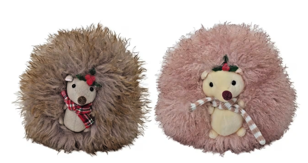 Choice of 2 Designs Supersoft Cuddly Hedgehog Herbie or Holly Fur with Scarf