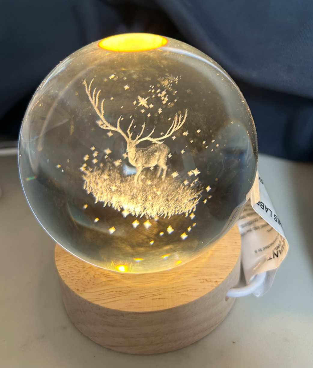 3D Etched Globe Christmas Tree or Reindeer Warm White LED 10cm High