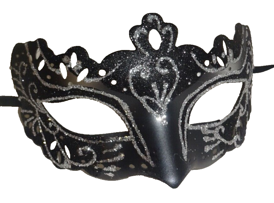 SILVER & BLACK RIALTO VENETIAN MASQUERADE PARTY CARNIVAL EYE PROM BALL FACE MASK