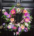 Realistic Artificial Floral Arrangement 50cm Dia Multicoloured Flowers Wreath