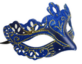 MENS LADIES BLUE & GOLD RIALTO VENETIAN MASQUERADE PARTY CARNIVAL BALL EYE MASK