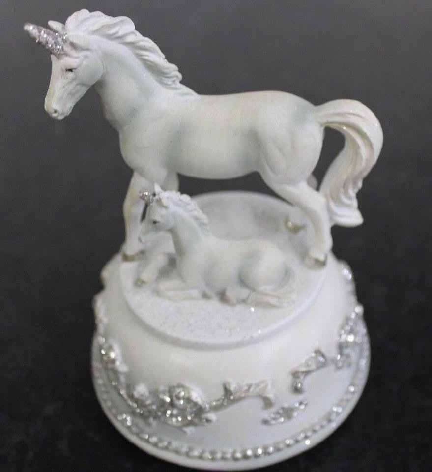 Musical Christmas Unicorn Carousel Merry Go Round Wind Up Jingle Bells 15cm