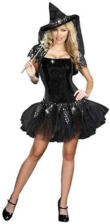 Ladies Witch Halloween Costume Outfit  Wizard Dress Bolero and Hat Size 10