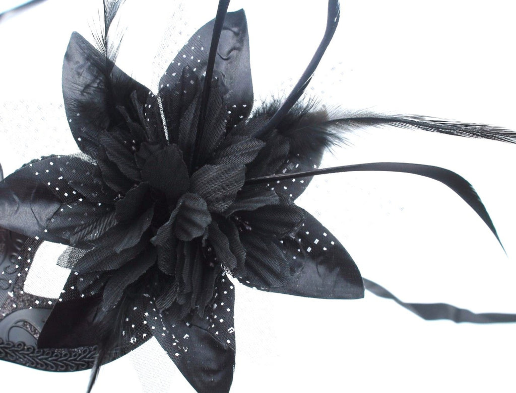 HIS N HERS PAIR COUPLES CO-ORDINATED BLACK VENETIAN MASQUERADE PARTY EYE MASKS