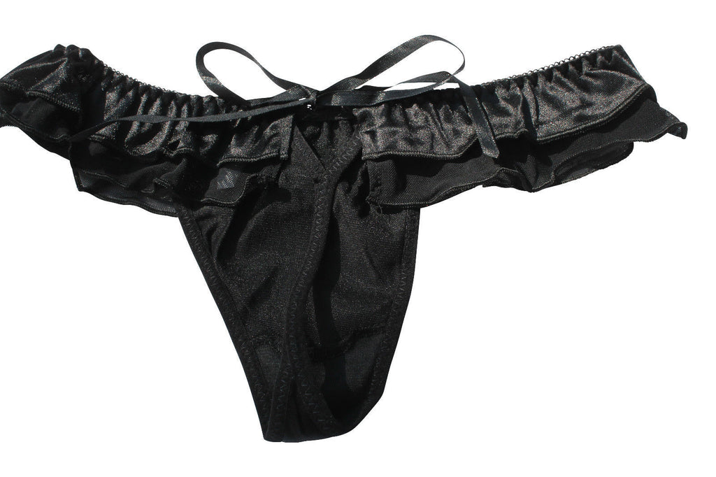 Choice 2 Colours Beautiful Ladies Panties Briefs Thong Satin & Sheer Fabric 8-12