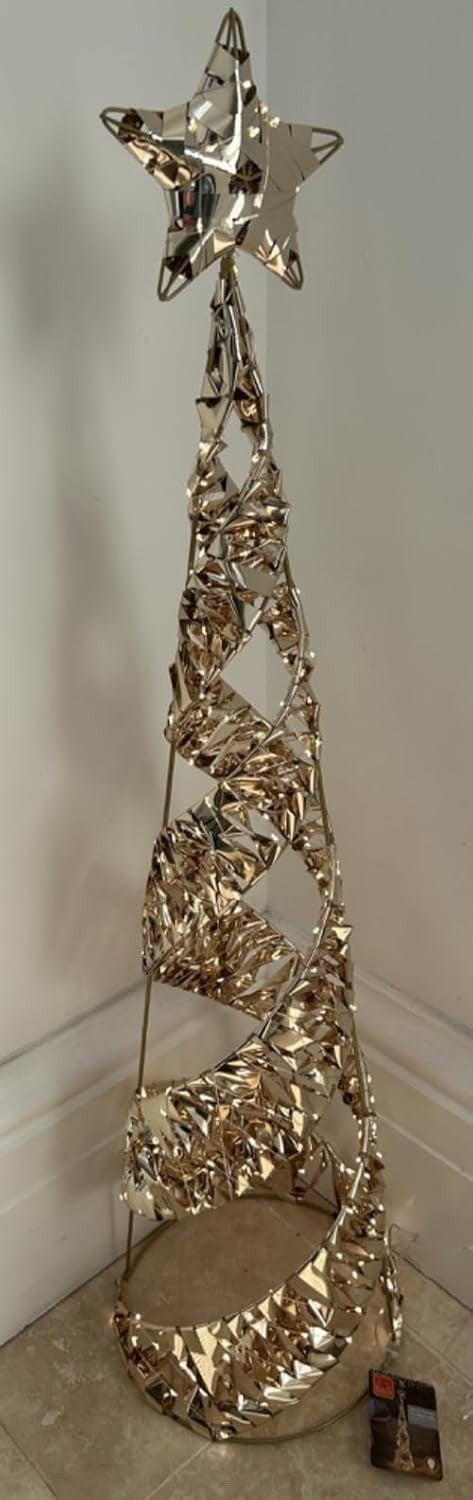 Christmas Festive Gold Twist LED Starbelisk Star Tree 80cm Tall 5m Mains Cable