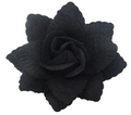 Hair Fascinator Corsage & Brooch Black Fabric Rose Flower Clip & Elastic Fasten