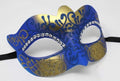 LADIES BLUE & GOLD VENETIAN MASQUERADE PARTY CARNIVAL BALL EYE MASK DIAMONTES