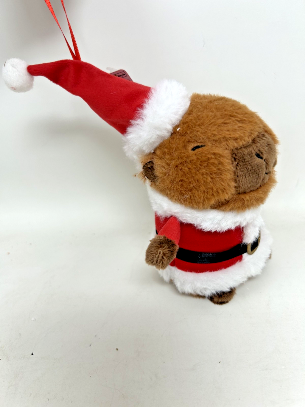 Hanging Super Soft Christmas Decoration Plush Santa Capybara  20cm Tall with Hat