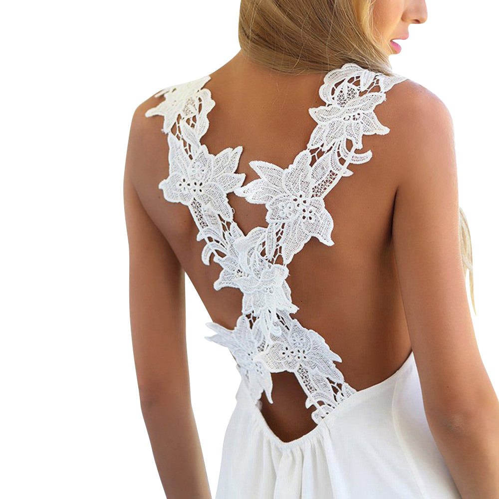White Chiffon Summer Loose Dress Rear Stylish Crossover Styling One Size 10-12