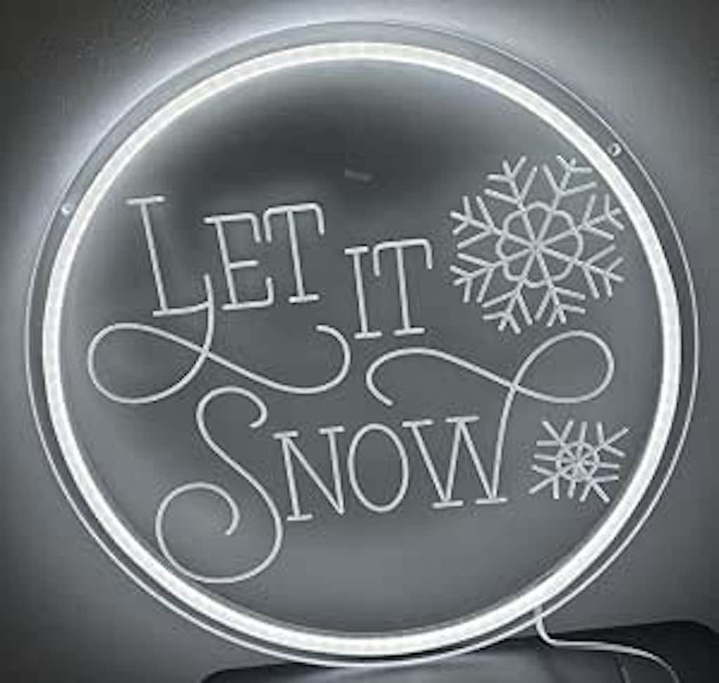 40cm Neonesque White Neon 'Let it Snow' Message Sign USB Freestanding or Hanging