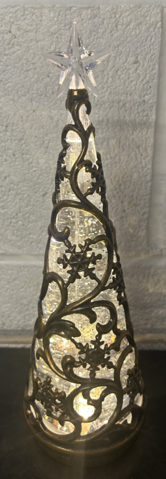 Christmas LED Lights Bronze Water Spinner White & Colour Changing Cone 30cm Tall