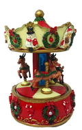 Musical Christmas Reindeer Carousel Merry Go Round 17cm We Wish You a Merry Xmas