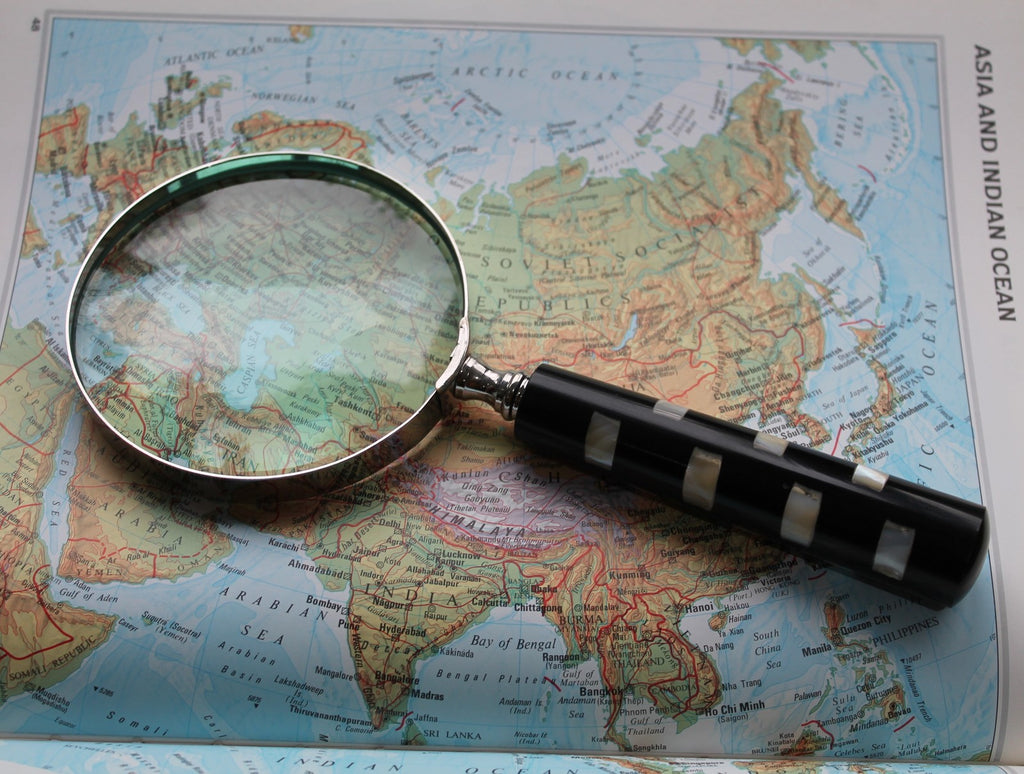 Choice of 2 Sizes Handcrafted Handmade Mother of Pearl Inlay Magnifying Glass